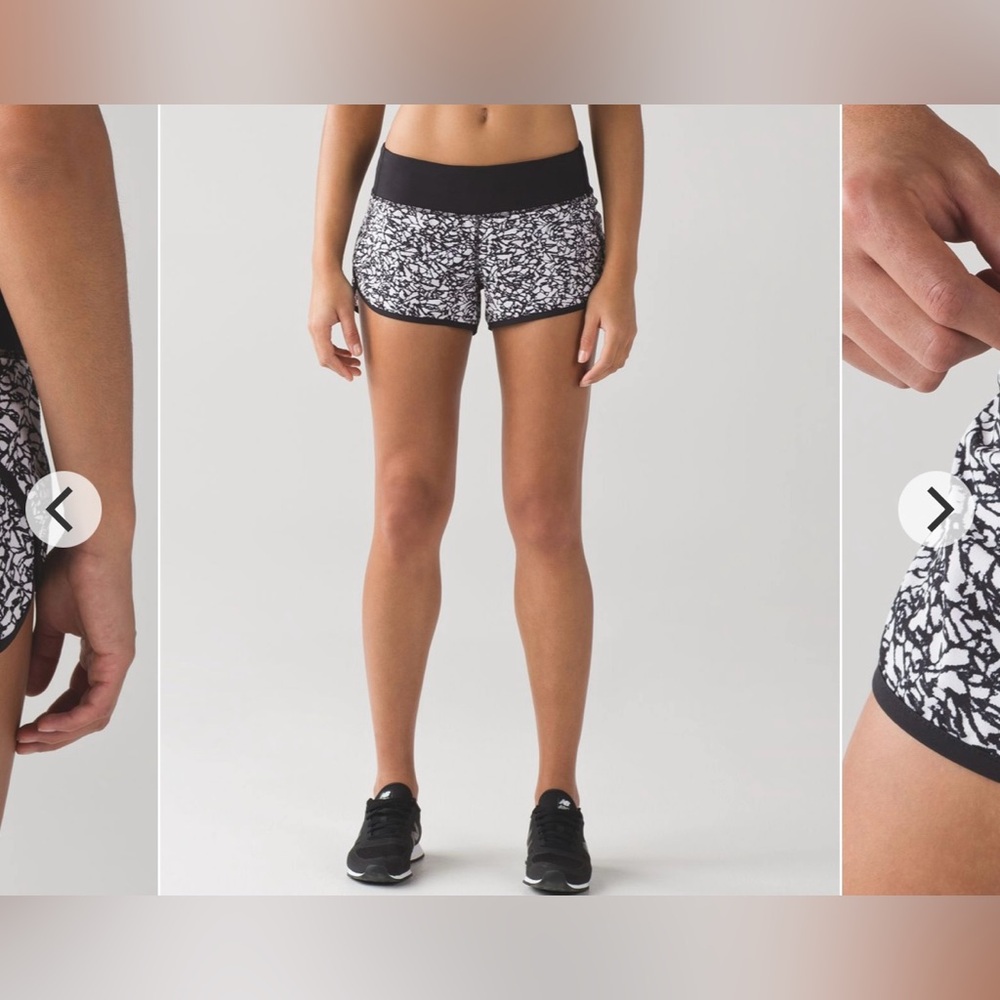 Lululemon Speed Up Ice Breaker White Black/Black 2.5 inch Shorts Women’s Size 8